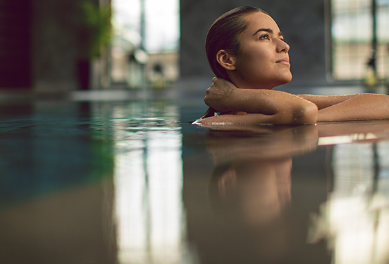relaxed woman in a swimming pool